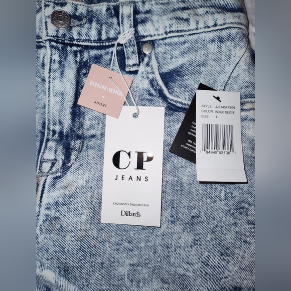 CP Jeans High-Rise/Short Acid Washed Denim Jean Shorts with Frayed Hem Size 1 - Picture 5 of 5